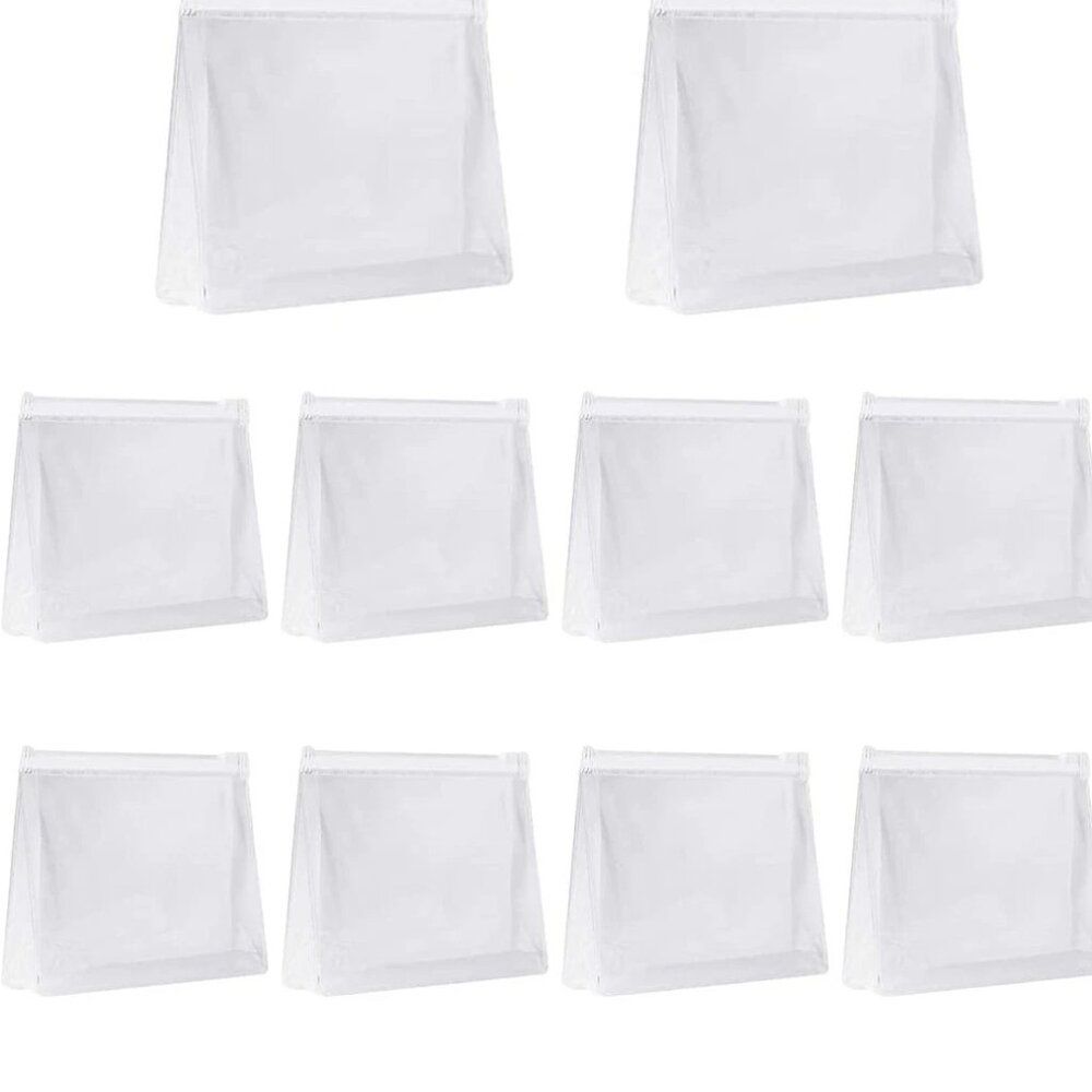 10-PC Bundle Small Clear PVC Transparent Cosmetic Makeup Organizer Bag Pouch